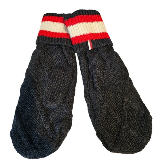 Tommy Hilfiger Acrylic Mittens Womens Blue Red White NWT Designer One Size NEW - Picture 2 of 8